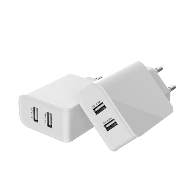 Shenzhen fabrikksalg direkte 24W 4.8A 2 USB-porter EU mobiltelefon hurtiglader CE Rohs