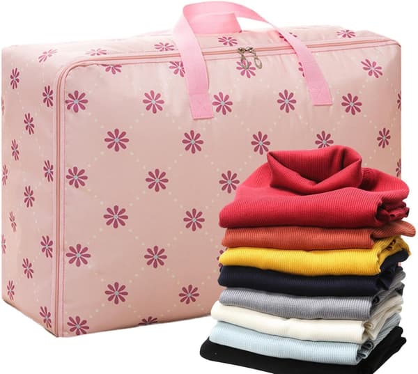 Opbevaringsposer til tæpper lynlås-dyne-sengelinned-organizer pink sol - Rosa Sonne