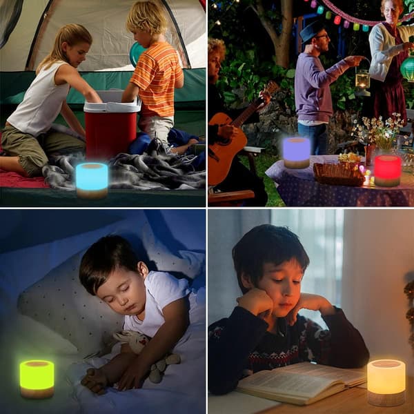 Dimmable LED bedside lamp with touch function, night light with timer, RGB color