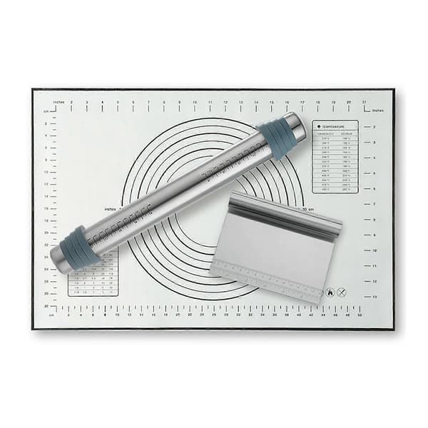 Adjustable Rolling Pin with Thickness Rings, Scale Gauge, Dough Scraper, 430 Stainless Steel, Kitchen Utensils, Baking Tools