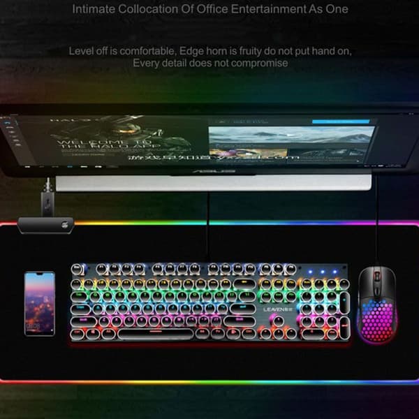 RGB Gaming Musematte, XXL, 800*300mm, Myk LED Musematte