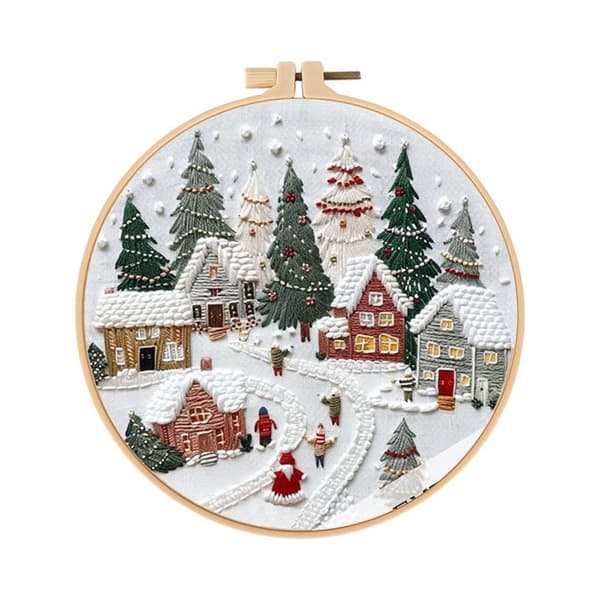 DIY Handbroderi Startkit - 3 Set med Mönster och Båge