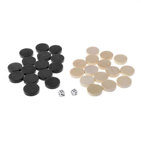 30 stk Tre Dame Backgammon Sjakkbrikker for Dame & Sjakk 24mm