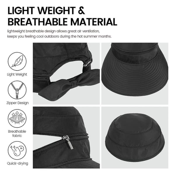UPF 50+ UV Sun Protection Convertible Beach Visor Hat [DB]