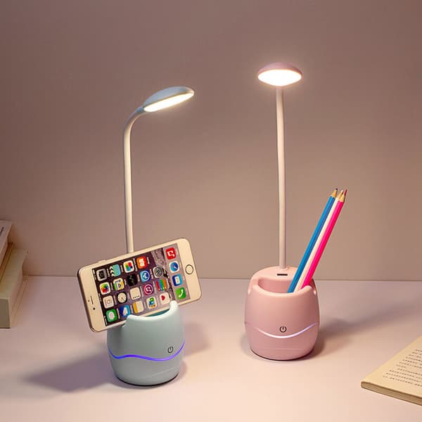Multifunksjonell skrivebordslampe Mini USB-lading Studentlesing Øyebeskyttelseslampe (Blå)