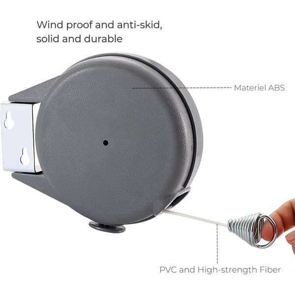 15M Retractable Clothesline, Wall Mounted Retractable Clothesline for Indoor and Outdoor Use Adjustable 15M