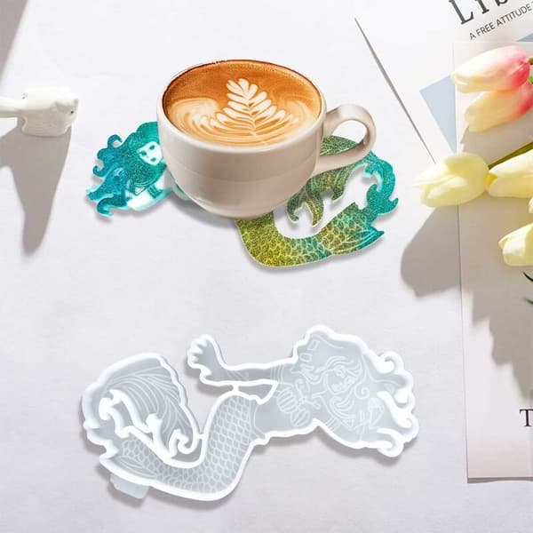 Mermaid Resin Mold Silicone Mold Epoxy Coaster Mold for Coaster Making DIY Bowl Mat (Coaster Mold)