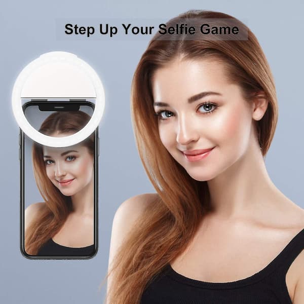 Selfie Ring Light Genopladelig Bærbar Clip-on Selfie Fill Light Med 36 Led Fo