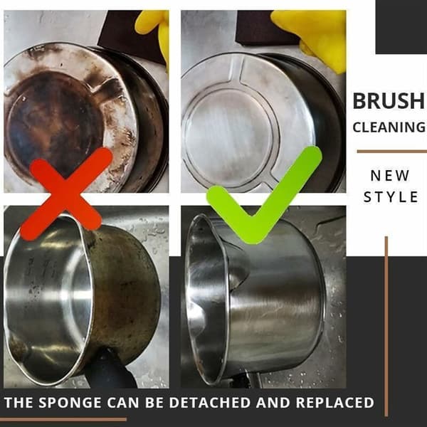Powerful Decontamination Brush Kitchen Descaling Scrub Pot Rust Remover Sponge Brush Kitchen Utensil Brush Kitchen Bathroom Cleaning Tool