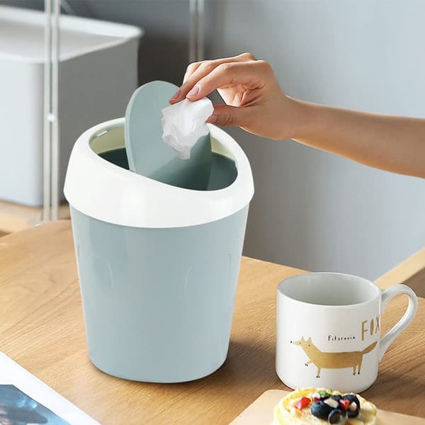 2-pakning Mini skrivebordspapirkurv (blå, rosa)