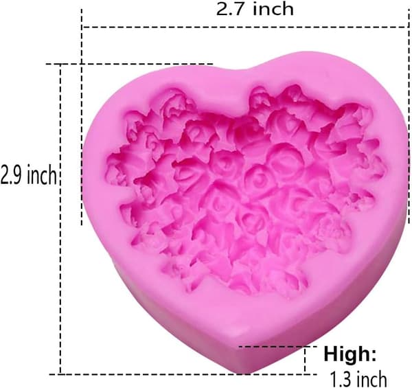 Liten Silikon 3D Roseblomstform Hjerteformet Fondant S DXGHC