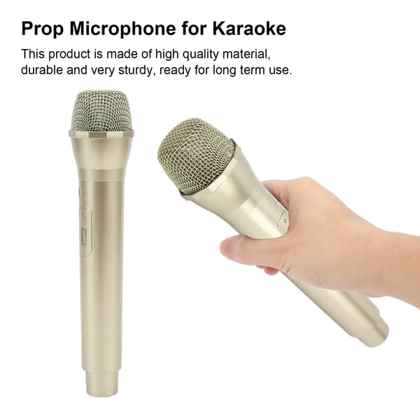 Realistic Prop Microphone for Karaoke Dance Shows Practice Microphone Prop for Karaoke GoldGold