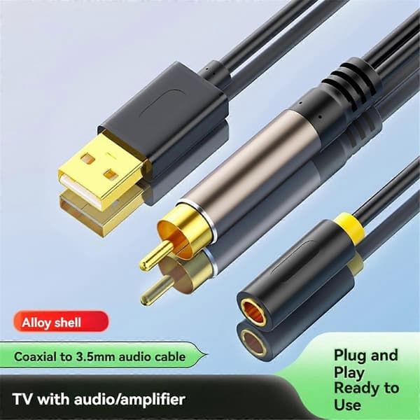 Gold-Plated Digital Coaxial SPDIF Audio Aux Cable 3.5mm Female TV Box Amplifier Connection Cable with