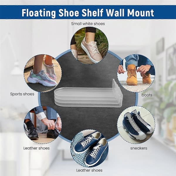 Floating Shoe Shelf for Wall Mounting Set of 8, Clear Acrylic Floating Shelves for Display Window S