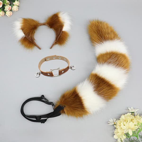 Handmade Fox Ears and Tail Set - Cosplay Accessory White