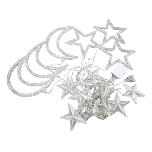 Stjernemåne lysslynger 8 moduser farget lys LED lysslynger for julefester EU-plugg 100-240V