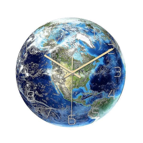 Luminous Earth Wall Clock Acrylic Material Silent Home Decor Wall Clock