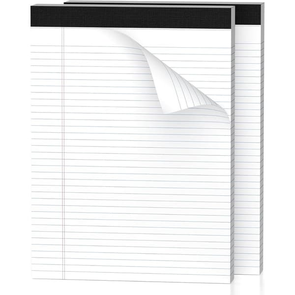 A4 linjerat rivblock 4-pack 50 blad per block vitt papper idealiskt för skola, kontor och möten