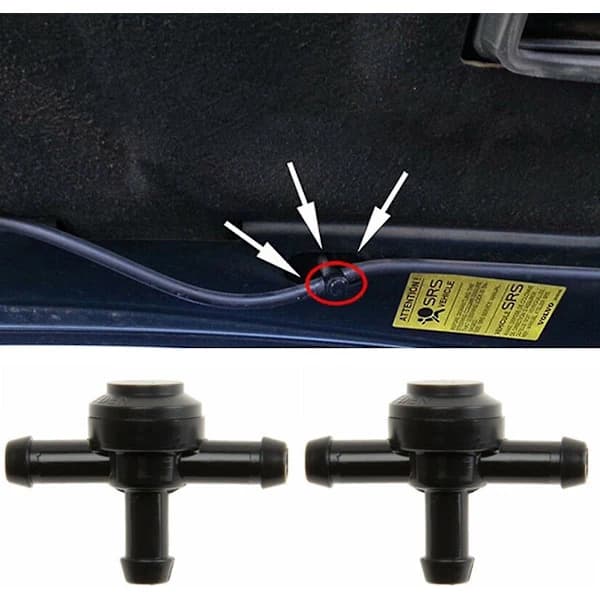 2-pack T-connector for windshield washer, 3-way check valve for windshield washer, replacement for windshield washer hose, for most cars