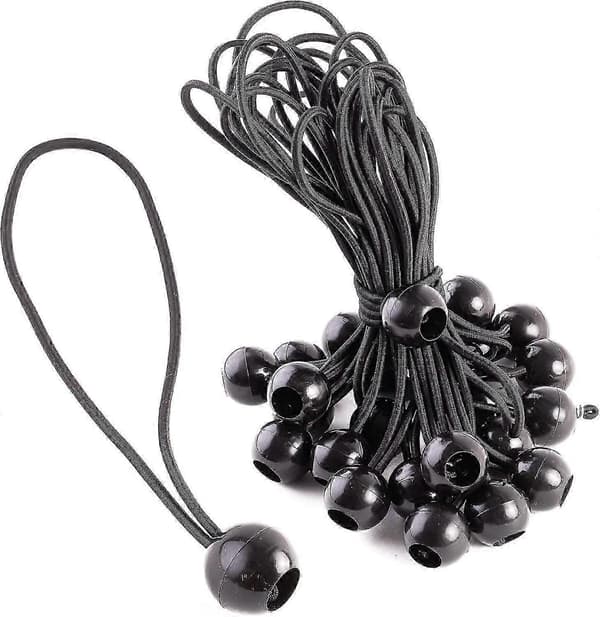 25-pack gummistropp med bollkrok - Elastisk snodd idealisk för tält, presenningar, väskor, pooler, studsmattor och mer - 8,25 \" längd [DB]