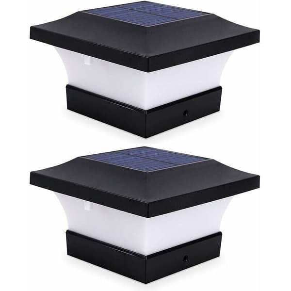 2-pakning Solcellelamper for Gjerde, 6000K Høy Lysstyrke Hvite LED Solcellelamper for 4x4, 5x5 eller 6x6 Stolper