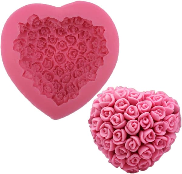 Lille Silikone 3D Rose Blomsterform Hjerteformet Fondant S DXGHC