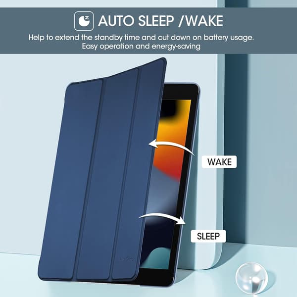 iPad 9:e/8:e/7:e generationen 10,2 tums fodral 2021 2020 2019, Slimmat lätt skyddsfodral Smart Cover - Mörkblå