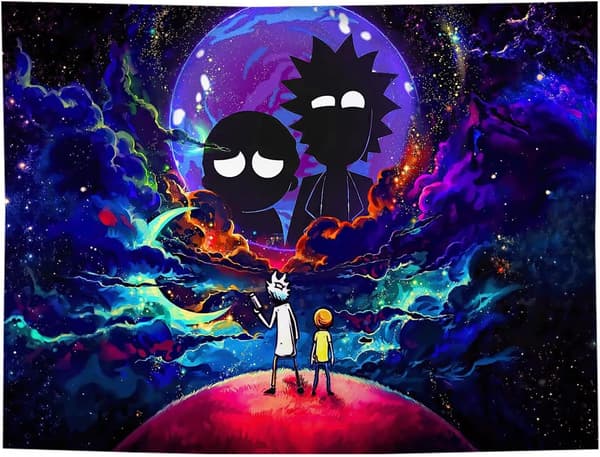 Soveværelse anime gobelin, farverig Mælkevej og måne gobelin