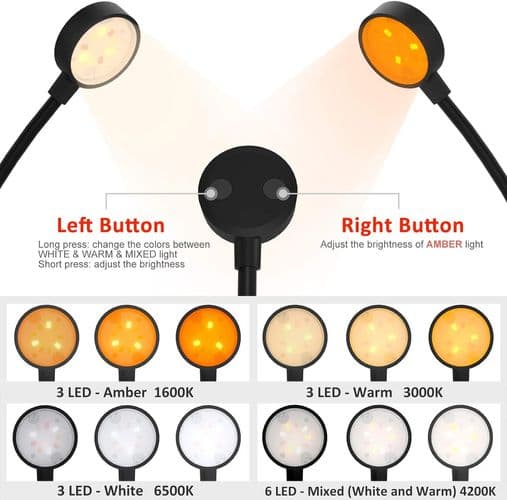 LED-ladattava lukulamppu, lukulamppu 12 kirkkaustasolla, klipsilamppu