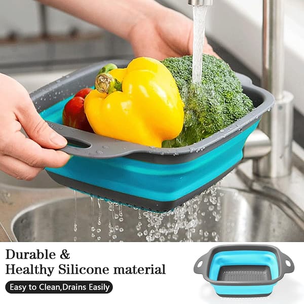 Collapsible Silicone Colander, Colander Set, Portable Fruit Basket, Saves Kitchen Space, Easy to Clean, Perfect for Pasta,