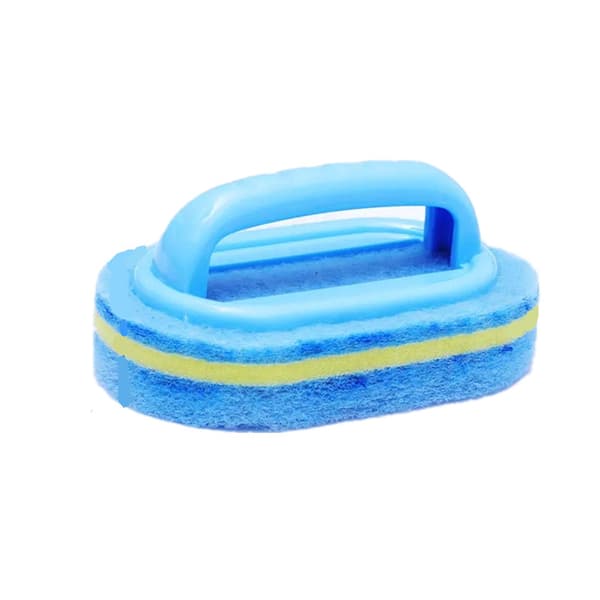 Kitchen Cleaning Bathroom Toilet Glass Wall Cleaning Bath Brush Plastic Handle Sponge (Blue)