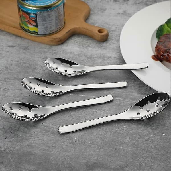 Small Slotted Spoons, 4 Pcs Modern Stylish Thick Heavy Short Handle