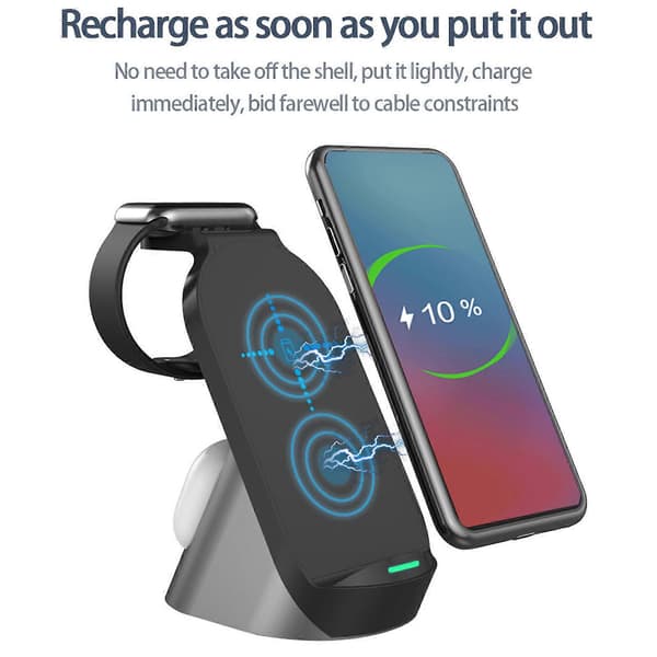 Wireless Charging Station 3-in-1 Multi-Device Charging Station 15W Wireless Charger Stand IOS/Android PUW1257