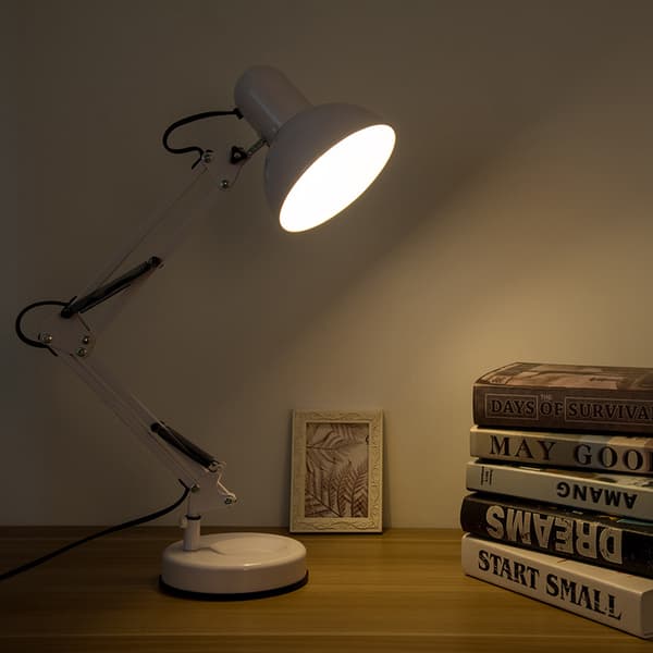 1 stk LED-leselampe med justerbar arm, hvit hvit vit