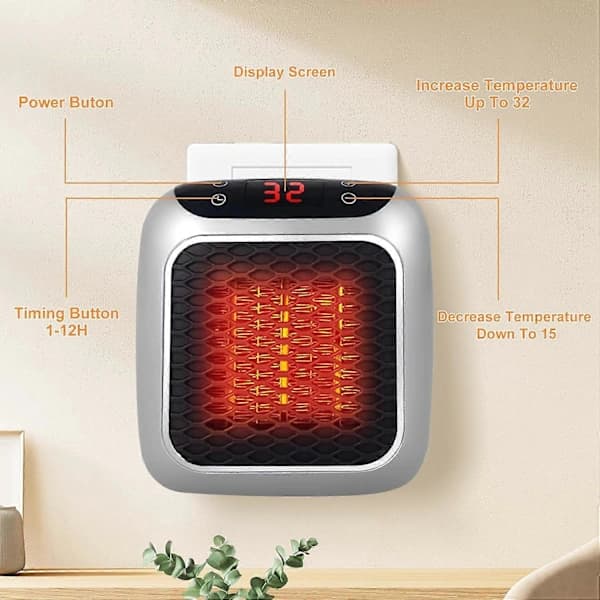 Keramisk Varmeovn - 800W - Med Fjernkontroll - LED-skjerm - 2 Moduser