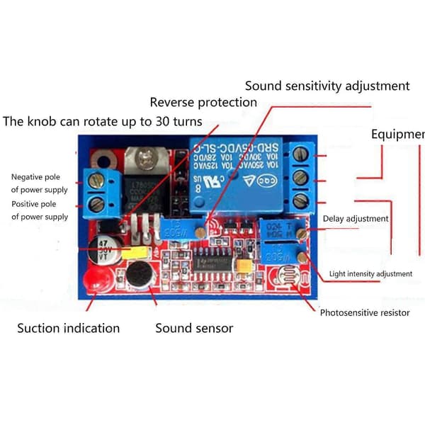 Delay Switch Module Sound Sensor Light Sensor Control Delay On Off Module with Sensor Cable Electronic Accessory 1 sensing line 1 sensing line