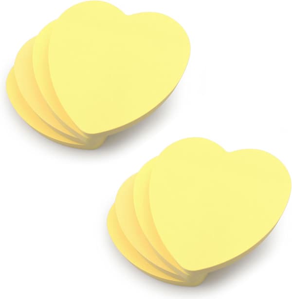 8 blokker Hjerteformede Selvklebende Lapper Pastell 100 Ark Per Blokk 7,6 x 7,6 cm Avtakbare Selvklebende Lapper gule