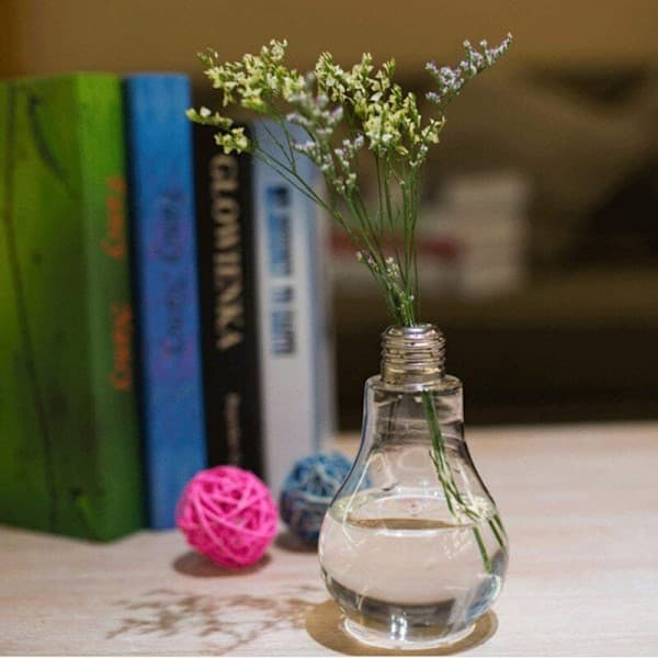Transparent glasbordsvas glödlampa för växter blommor trädgårdsbröllopsdekoration