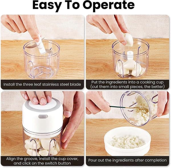Elektrisk Mini Foodprocessor, Elektrisk Hvidløgshakker, Mini Foodprocessor, Elektrisk Grøntsagshakker (250ML)