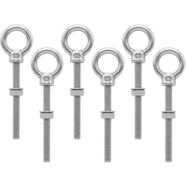 M6 Stainless Steel Metric Threaded Eye Bolts for Fixing and Hanging 6pcs