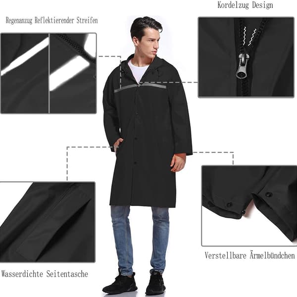 Raincoat Waterproof Rain Jacket Reusable Rainwear KLB