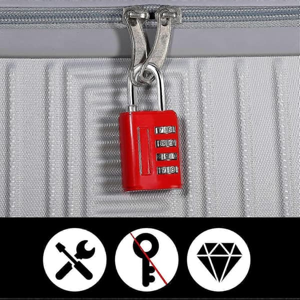 4-Digit Combination Padlock, Small Cabinet Padlock Zinc Alloy Combination Lock (Silver Black Blue Red)