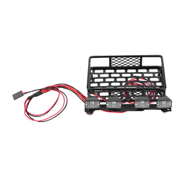 Small Size Roof Rack with LED Light Square for SCX10 1/10 RC Car (4 White)