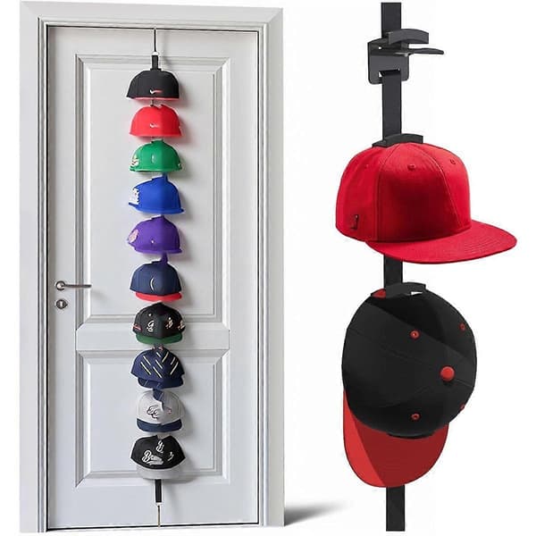 Over-the-Door Hat Rack - Two-Way Hanging Caps with Display Hooks and Hanger, Hat Organizer for Baseball Caps