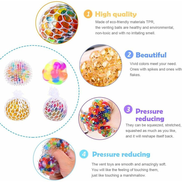 Anti-stress Bolde Drue 6 cm Squishy Mesh Bold Klemmebold Multi