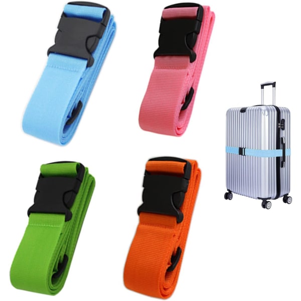 4 Adjustable Travel Suitcase Straps, Colorful Luggage Straps,