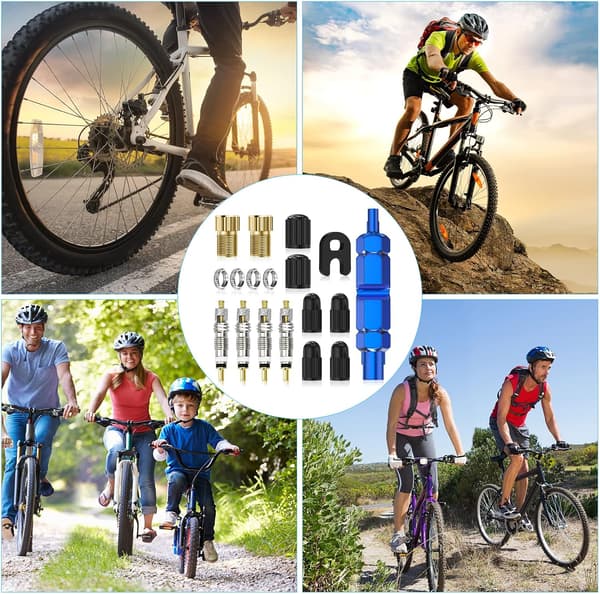 Cykelventiladapter/mountainbikeventil til amerikansk ventiladapter/cykeltilbehør, ventilkerne 18-delt sæt