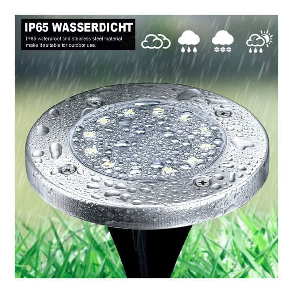 LED-gressplenlys Bakkelampe Utendørs Vanntett Solcellelampe Nedgravd Gressplenlys 4 Varme Lys