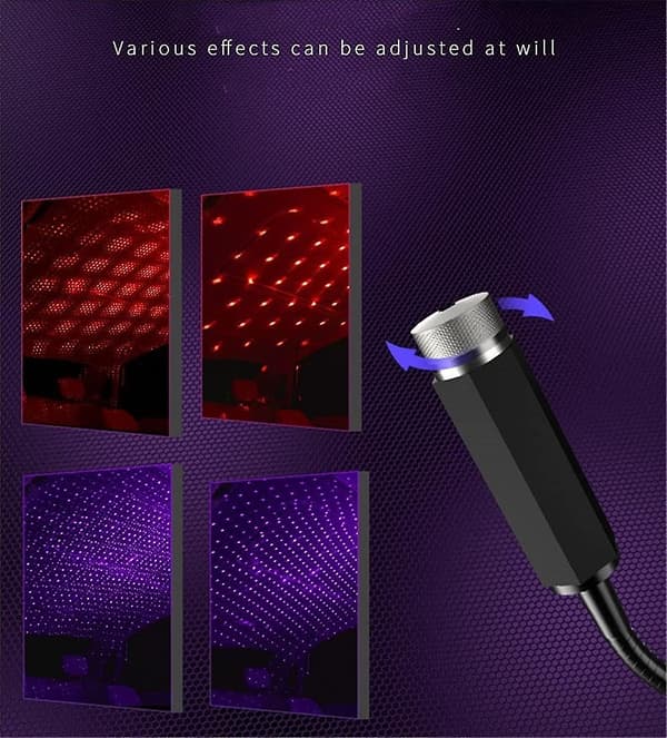 2 stk Mini LED-projektionslampe Stjernenat USB, Bærbar projektionslampe - Aluminiumlegeringshus