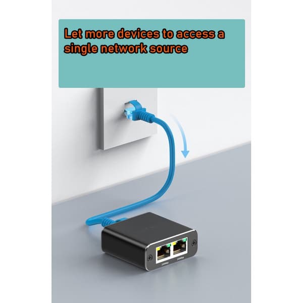 #1000 Mbps Ethernet-splitter 1 ind til 2 ud Højhastigheds dobbeltport RJ45#